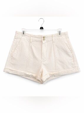 PAIGE Utility Denim Shorts Cream White Rolled Hem